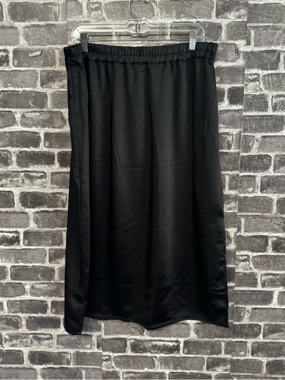 Gap Satin Midi Skirt black elastic pull on waistband